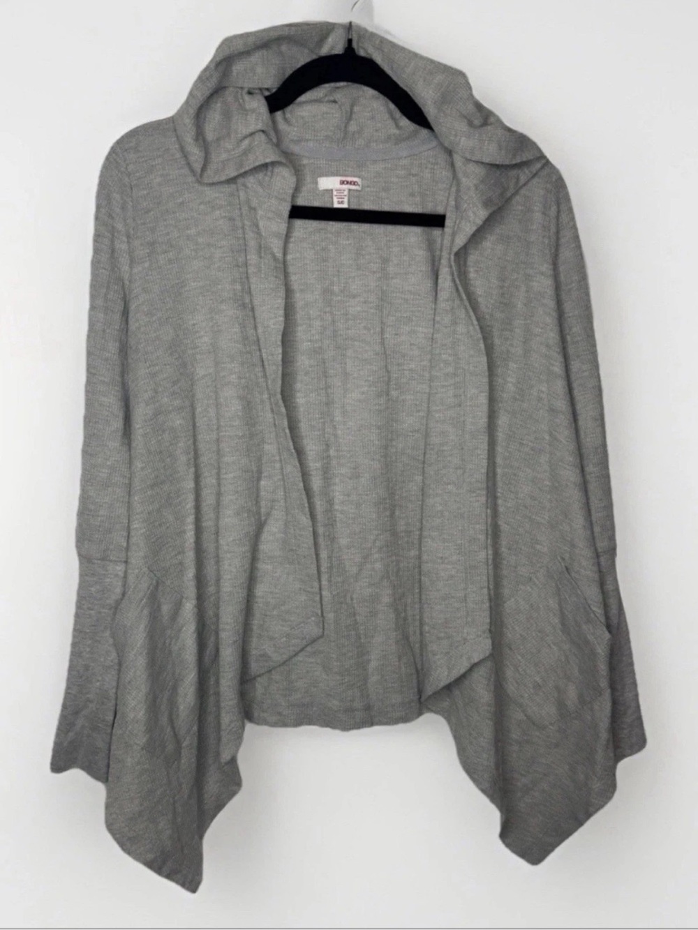 Bongo Women’s Size Small Athletic Hooded Cardigan Waffle Knit Sweater Hoodie